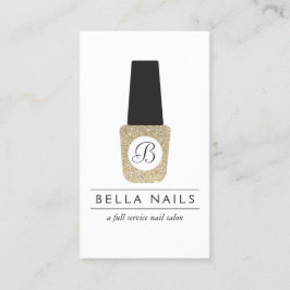 Nail Salon Monogram op Gold Glitter Nail Poolse Visitekaartje