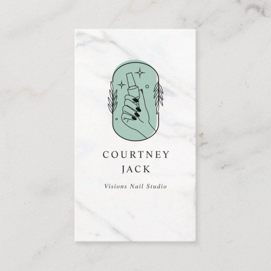 Nail Salon Nail Stylist Manicurist Luxury Marble Visitekaartje (Voorkant)