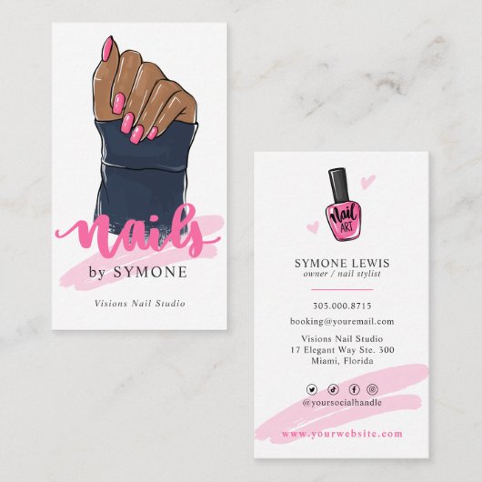 Nail Salon Nail Stylist Nail Artist Beauful Hand Visitekaartje (Voorkant / Achterkant)