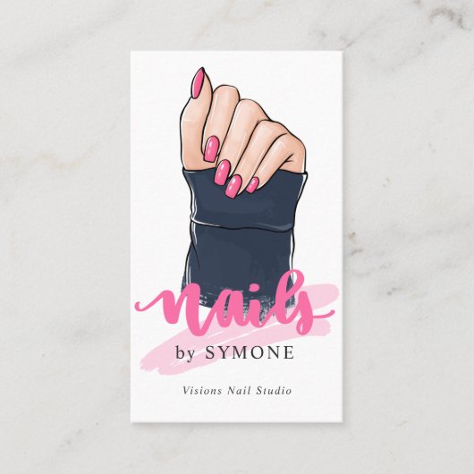 Nail Salon Nail Stylist Nail Tech Manicured Hand B Visitekaartje (Voorkant)