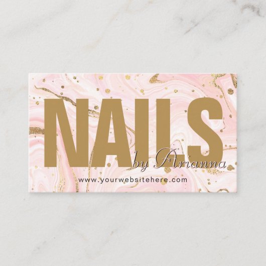 Nail Salon | Nail Tech | Nail Stylist Marmer Pink Visitekaartje (Voorkant)