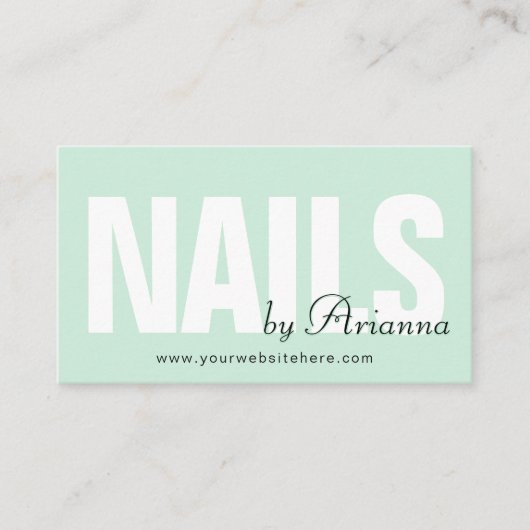 Nail Salon | Nail Tech | Nail Stylist Mint Green Visitekaartje (Voorkant)