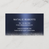 Nail Salon Navy Blue Luxe Diamond Typografie Visitekaartje (Achterkant)