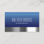 Nail Salon Navy Blue Silver Border Modern Visitekaartje (Voorkant)