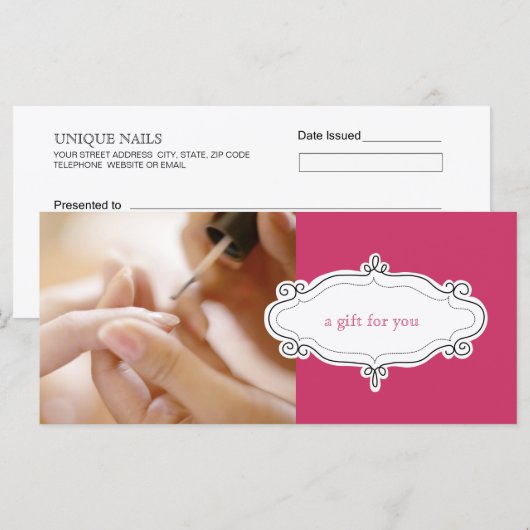 Nail Salon of Nail Studio Cadeaubonnen (Voorkant / Achterkant)