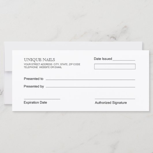 Nail Salon of Nail Studio Cadeaubonnen (Achterkant)