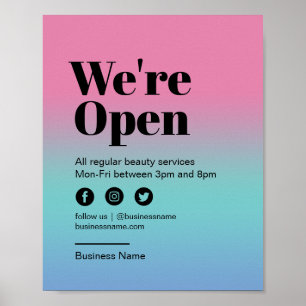 Nail Salon Open for Business Pink Colorful Poster