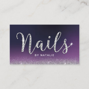Nail Salon Paarse Luxury Diamond Typografie Visitekaartje