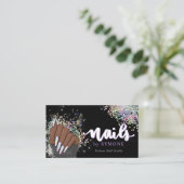 Nail Salon Pastel Holographic Glitter Nail Tech Visitekaartje (Staand voorkant)