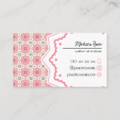 Nail Salon Pink Black Patroon bewerkbaar Visitekaartje (Achterkant)