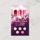 Nail Salon Pink Glitter Loyalty Punch Kaart (Voorkant)