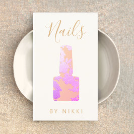 Nail Salon Pink Glitter Manicurist Square Business Visitekaartje