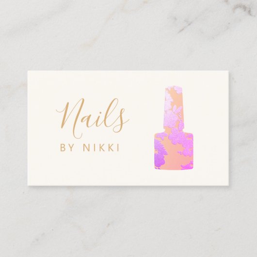 Nail Salon Pink Glitter Manicurist Visitekaartje (Voorkant)