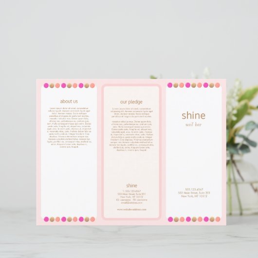 Nail Salon Pink Poolse drievoudig brochure (Staand voorkant)