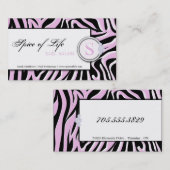 Nail Salon Pink Zebra Print Monogram Visitekaartje (Voorkant / Achterkant)