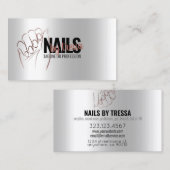 Nail Salon Platinum Glitter + Metallic Roos Gold Visitekaartje (Voorkant / Achterkant)