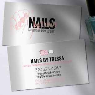 Nail Salon Platinum Roos Quartz Blush Pink Glitter Visitekaartje