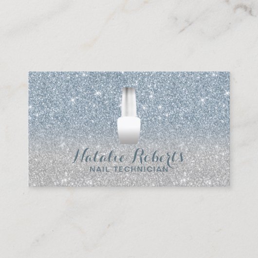 Nail Salon Poland Makeup Artist Dusty Blue Glitter Visitekaartje (Voorkant)