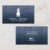 Nail Salon Poland Makeup Artist Navy Blue Glitter Visitekaartje (Voorkant / Achterkant)