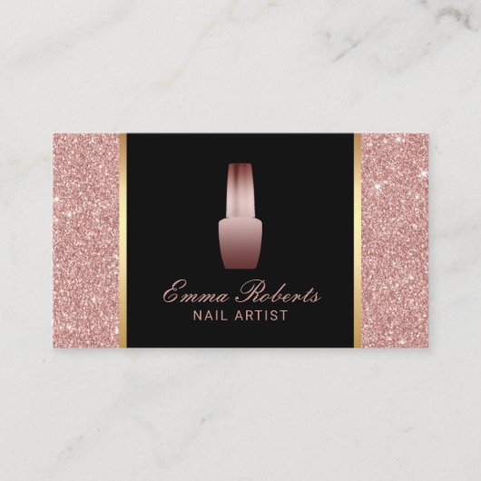 Nail Salon Poland Makeup Artist Roos Gold Glitter Visitekaartje (Voorkant)