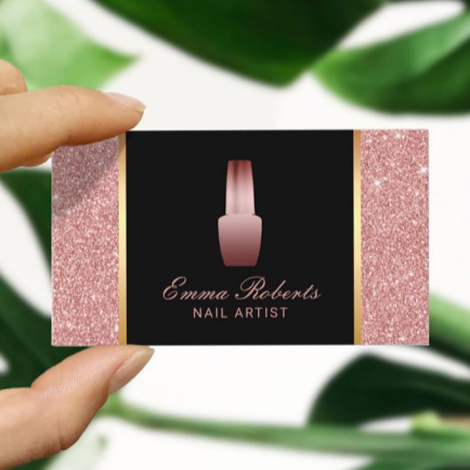 Nail Salon Poland Makeup Artist Roos Gold Glitter Visitekaartje