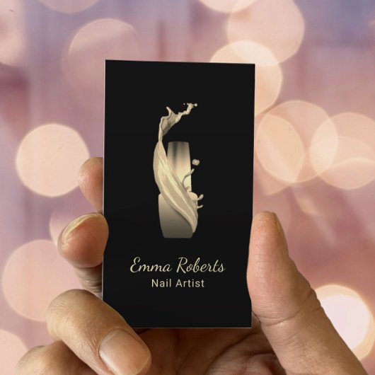 Nail Salon Poolse Manicurist Modern Black & Gold Visitekaartje