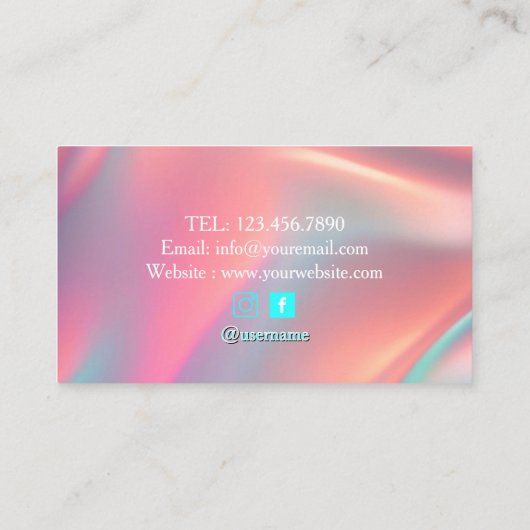 Nail Salon Poolse Manicurist Pastel Holographic Visitekaartje (Achterkant)
