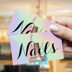 Nail Salon Poolse Manicurist Pastel Holographic Visitekaartje