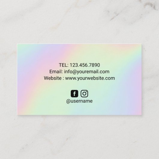 Nail Salon Poolse Manicurist Pastel Holographic Visitekaartje (Achterkant)