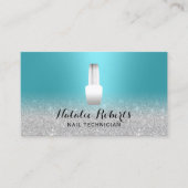 Nail Salon Poolse Manicurist Turquoise & Silver Visitekaartje (Voorkant)