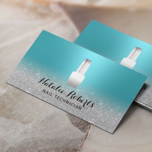 Nail Salon Poolse Manicurist Turquoise & Silver Visitekaartje