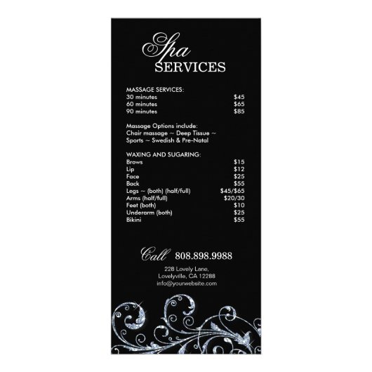 Nail Salon Poolse Silver Service Menu Roze (Achterkant)