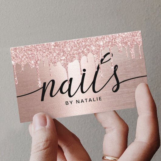 Nail Salon Roos Gold Glitter Drift Typografie Visitekaartje