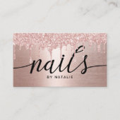 Nail Salon Roos Gold Glitter Drift Typografie Visitekaartje (Voorkant)
