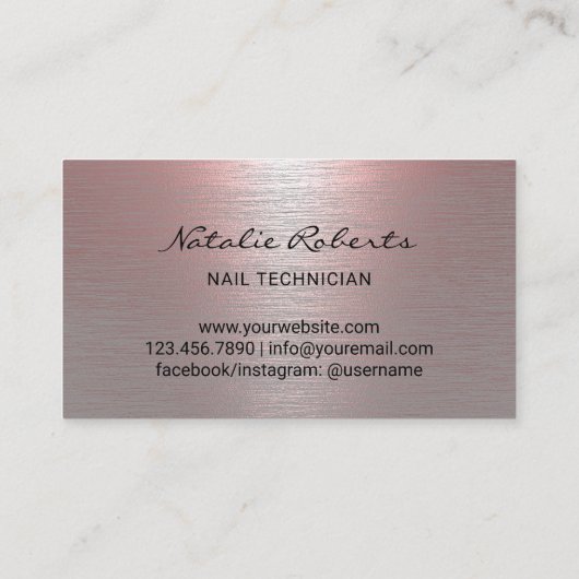 Nail Salon Roos Gold Metal Poolse Manicurist Klantenkaartje (Achterkant)