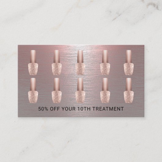 Nail Salon Roos Gold Metal Poolse Manicurist Klantenkaartje (Voorkant)