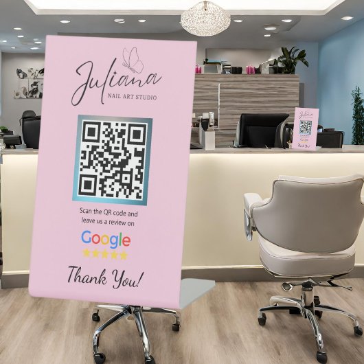 Nail Salon Roze Google Review Pedestal Stand Reclamebord Met Voetstuk
