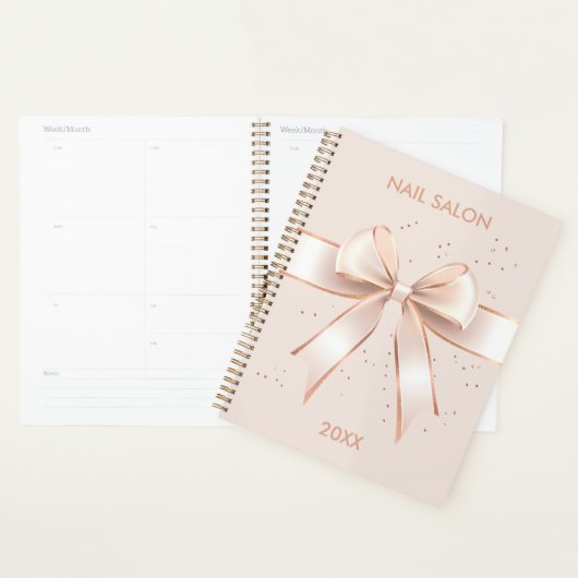 Nail salon schoonheid satijn boog schattig bedrijf planner (Display)