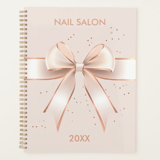 Nail salon schoonheid satijn boog schattig bedrijf planner (Voorkant)