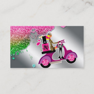 Nail Salon Scooter Girl Glitter Poolse Zwemmen Visitekaartje