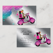 Nail Salon Scooter Girl Glitter Poolse Zwemmen Visitekaartje (Voorkant / Achterkant)