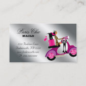 Nail Salon Scooter Girl Glitter Poolse Zwemmen Visitekaartje (Achterkant)