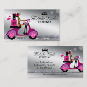 Nail Salon Scooter Girl Mode Modern Silver Visitekaartje (Voorkant / Achterkant)