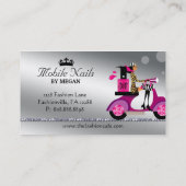 Nail Salon Scooter Girl Mode Modern Silver Visitekaartje (Achterkant)