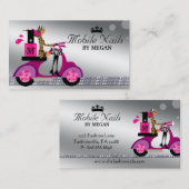 Nail Salon Scooter Girl Mode Modern Silver Visitekaartje (Voorkant / Achterkant)