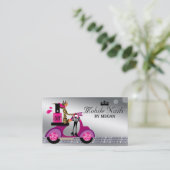 Nail Salon Scooter Girl Mode Modern Silver Visitekaartje (Staand voorkant)