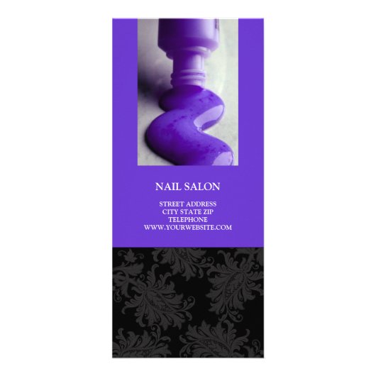 Nail Salon Services Prijslijst {Paars} Reclamekaart (Voorkant)