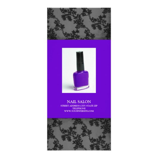 Nail Salon Services Prijslijst {Paars} Reclamekaart (Voorkant)