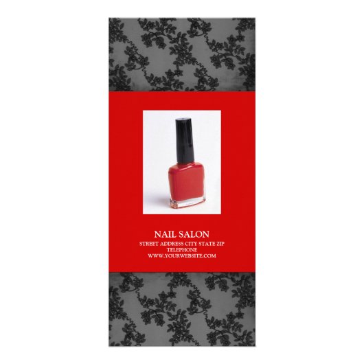 Nail Salon Services prijslijst {rood} Reclamekaart (Voorkant)