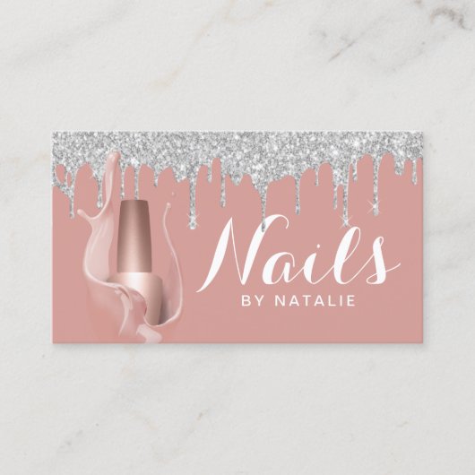 Nail Salon Silver Drift Roos Gold Manicurist Visitekaartje (Voorkant)